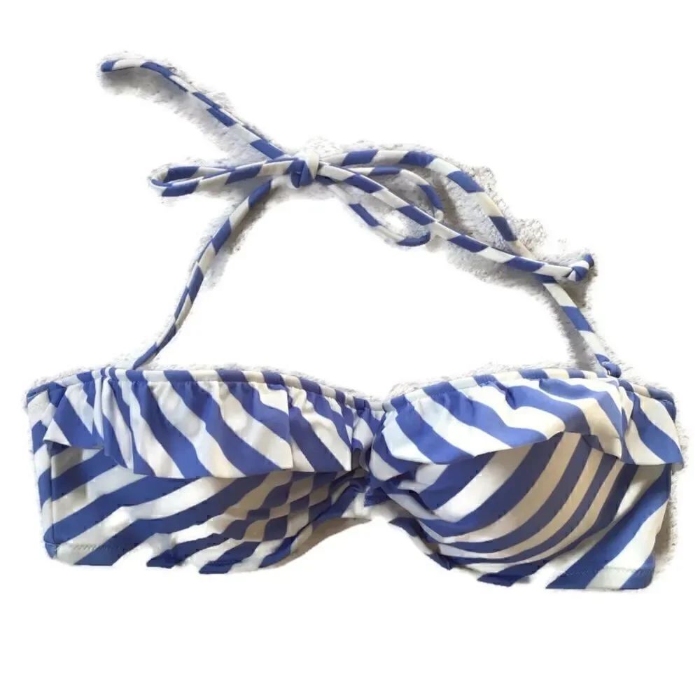 Victoria’s Secret Stripe Ruffle Halter Bandeau Top